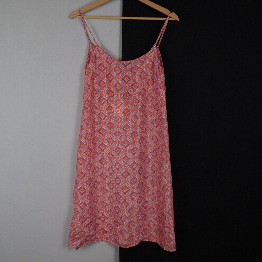 Matta New With Tags Hira Print Slip dress size XS 100% Silk Pink Orange India